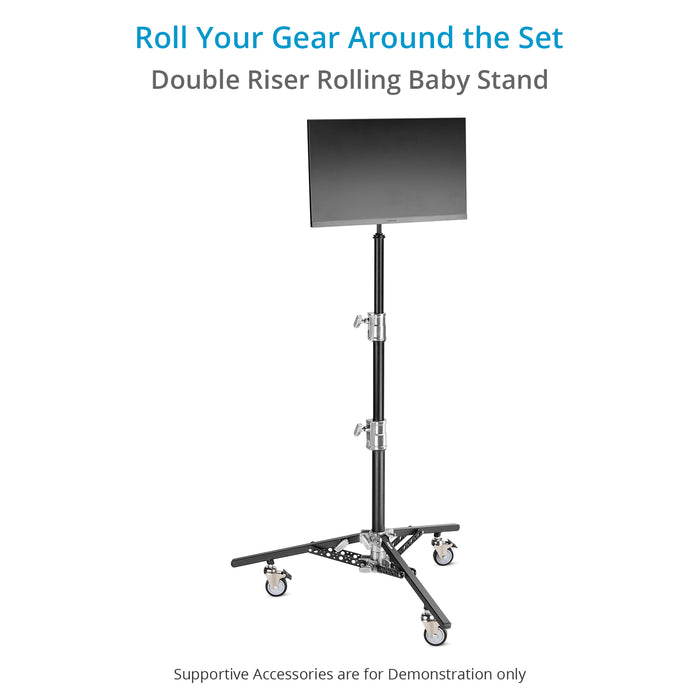 Proaim 6.16ft Double Riser Rolling Monitor Stand with 5/8” Mount | Payload: 33kg/72lb