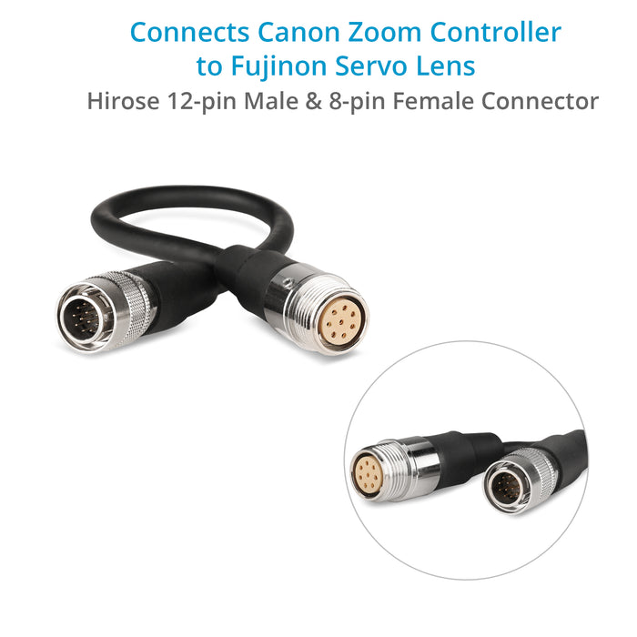 Proaim Zoom Lens Cable for Boxer HD‐2X Pan/Tilt Head. Canon 8-Pin Zoom to Fujinon Hirose 12-pin Servo Lens Cable